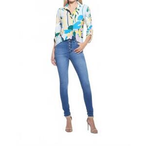 NEW JULIAN CHANG spike v neck top in blue